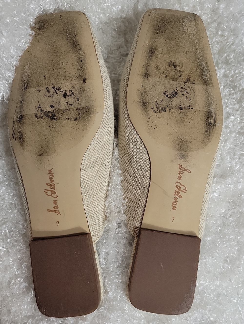 Sam Edelman Lavina Mule Flats - Natural Linen Beige - size 7 - Picture 12 of 14